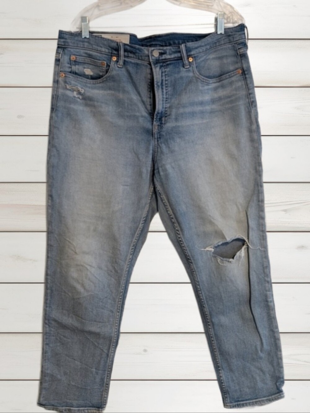 GAP High Rise Distressed Cigarette Jeans Womens Size 33 16R Light Wash Straight